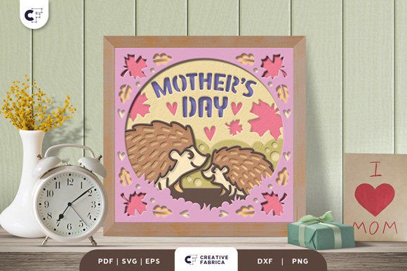 Mama and Baby Hedgehog 3D SVG for Holidays