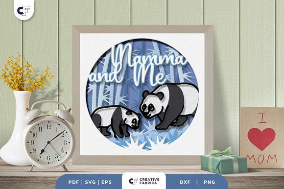 Mama and Baby Panda 3D SVG for Holidays