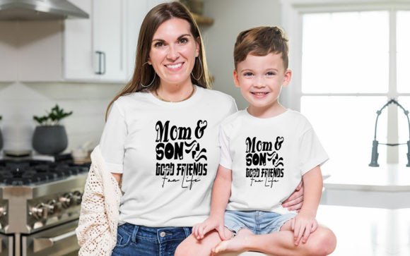 Mom Son Retro SVG: Graphics for T-Shirt Designs