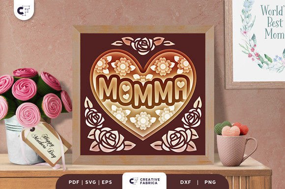 Momma in a Heart Shape 3D SVG for Holidays